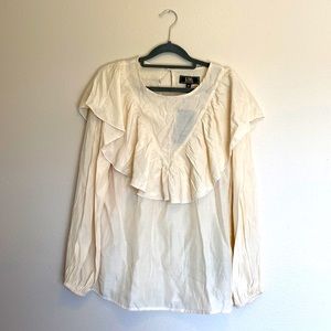 Lucky and blessed cream colored long sleeve blouse
